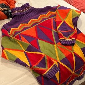 80s Turtleneck Tunic Knit Sweater